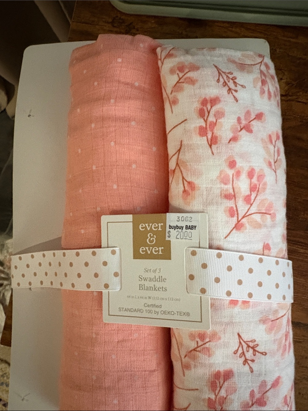 Peach Floral Muslin Swaddle Blankets - 2 Pack